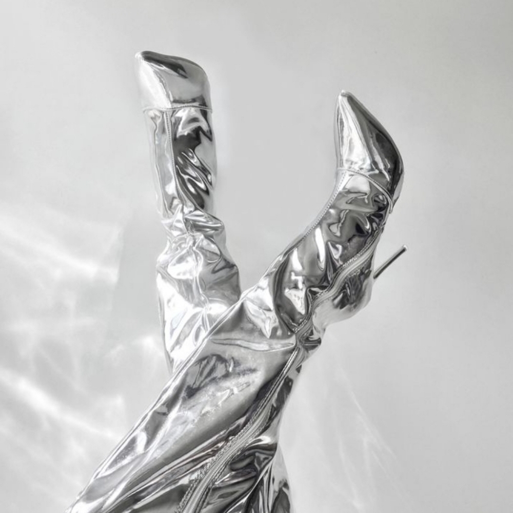 Coast Mettallic Silver Stilettos Size 6